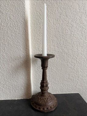 Decorative Brown Solid Cast Iron Candlestick Holder - Home Accents